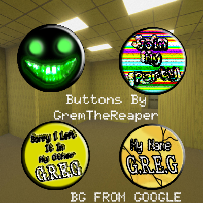 GremTheReaper's tweet image. I FOUGHT BIG EMOTIONS!!
I did art!! Have my backroomians pins! One was designed for my fav PartyGoer @TheEmtity  and @BackroomsGREG pins too! IF anyone wants to use them to pin to your model just, please credit me! I'll gladly send them to people🥳

BIG love for backrooms!