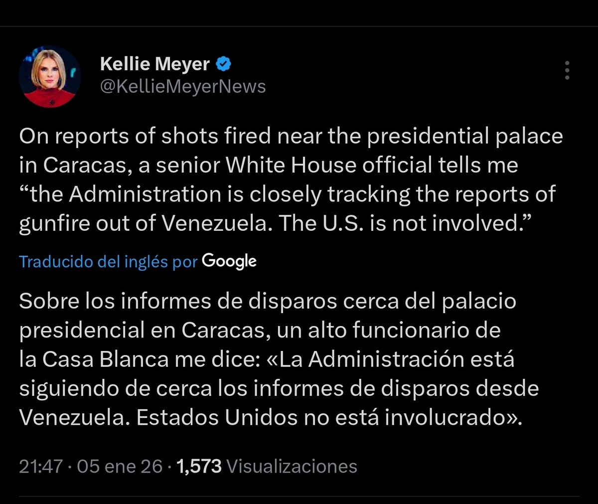 RadarAustral_'s tweet image. 🇺🇸🇻🇪| AHORA: Estados Unidos aseguró que no estuvo involucrado en los incidentes armados registrados en Caracas. 

Según informó la periodista Kellie Meyer, un alto funcionario de la Casa Blanca afirmó que la administración estadounidense “está siguiendo de cerca los reportes de…