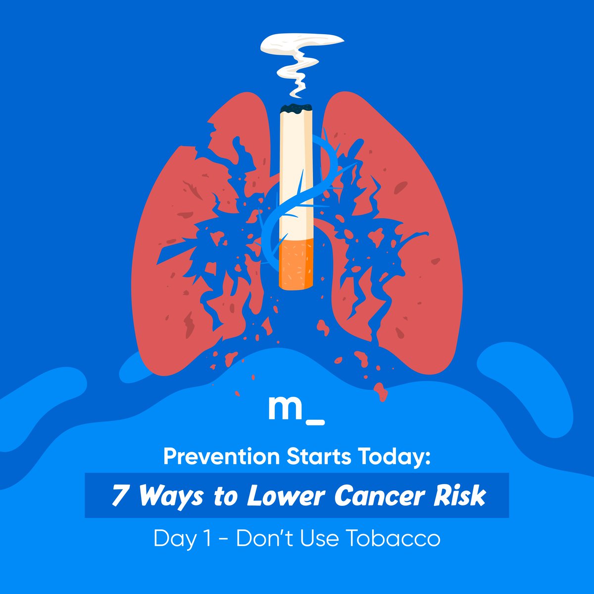 Tobacco use damages cells and significantly increases cancer risk. Avoiding it is a key step in cancer prevention. #Medgate #CancerPrevention #HealthInfo