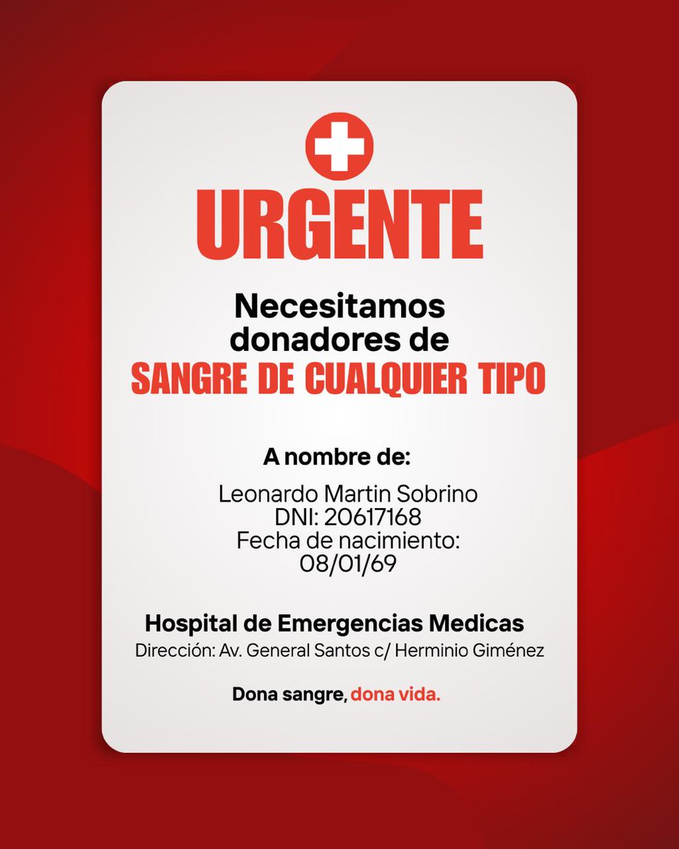 Leo Sobrino está internado con doble falla renal, grave en UTI del Bautista. No le pueden transferir todavía a IPS por su estado grave, y su esposa desesperada por los gastos que tiene en el privado, se agradece la difusión