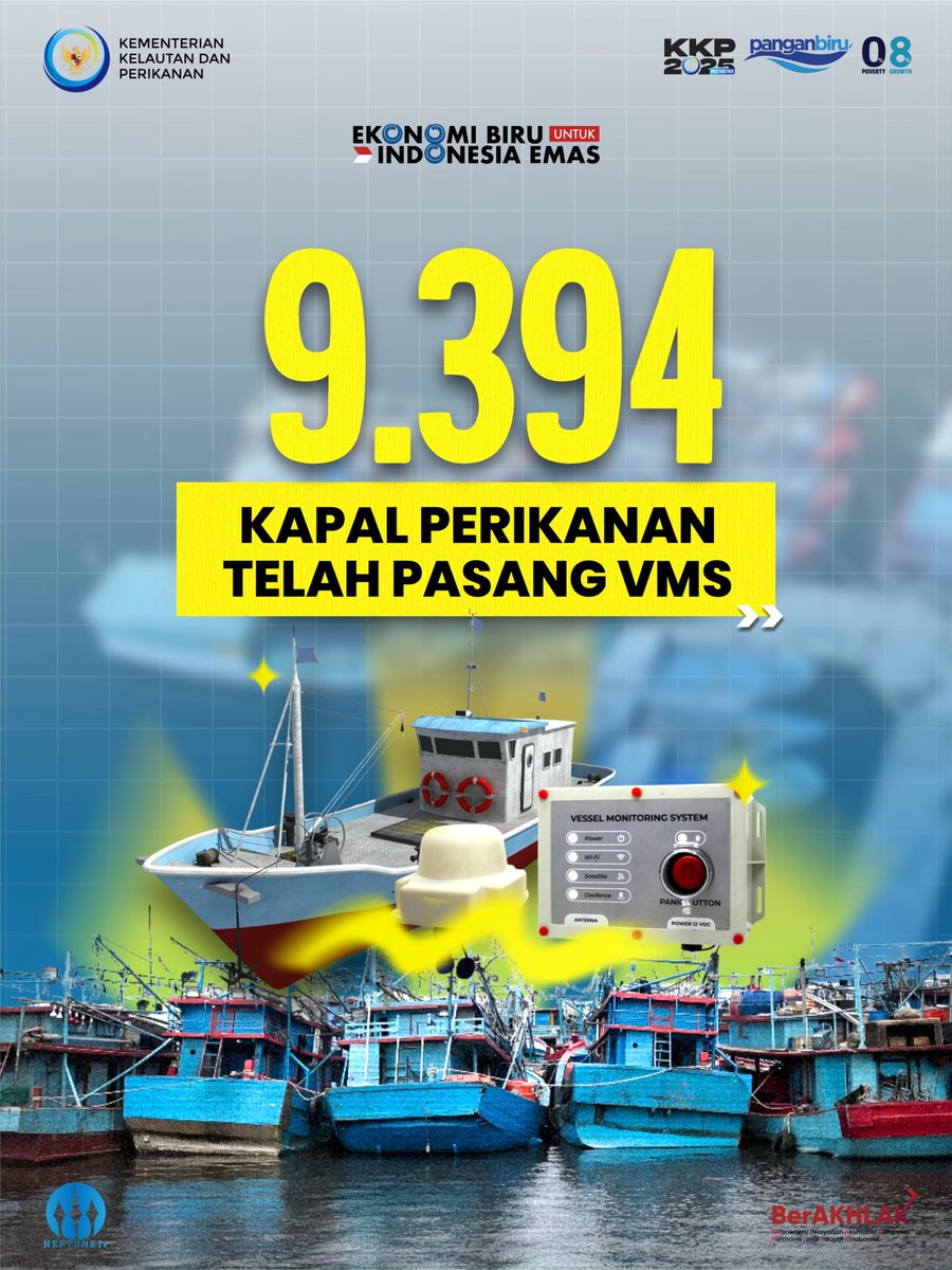 leinoey's tweet photo. 📈 9.394 kapal perikanan sudah pasang VMS!
Sejak 2021 hingga 2025, jumlah kapal perikanan yang menggunakan VMS terus meningkat.
Total ada 2.880 kapal baru yang bergabung dalam 5 tahun terakhir. https://t.co/XBreJHaBsB