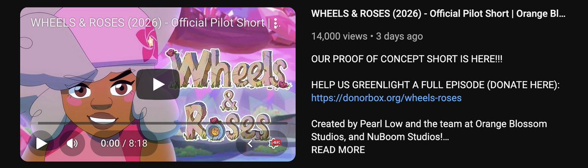 THANK YOU FOR THE 14K VIEWS ON YOUTUBE!!!!😭🧡🧡

IF YOU love MAGICAL GIRLS then please watch our new pilot "WHEELS &amp; ROSES"
youtu.be/EwWvmESDi8k?si…

Times are so tough right now, and I really hope this pilot brings you some fun and JOY! 

GO INDIE ANIMATION!!!!!