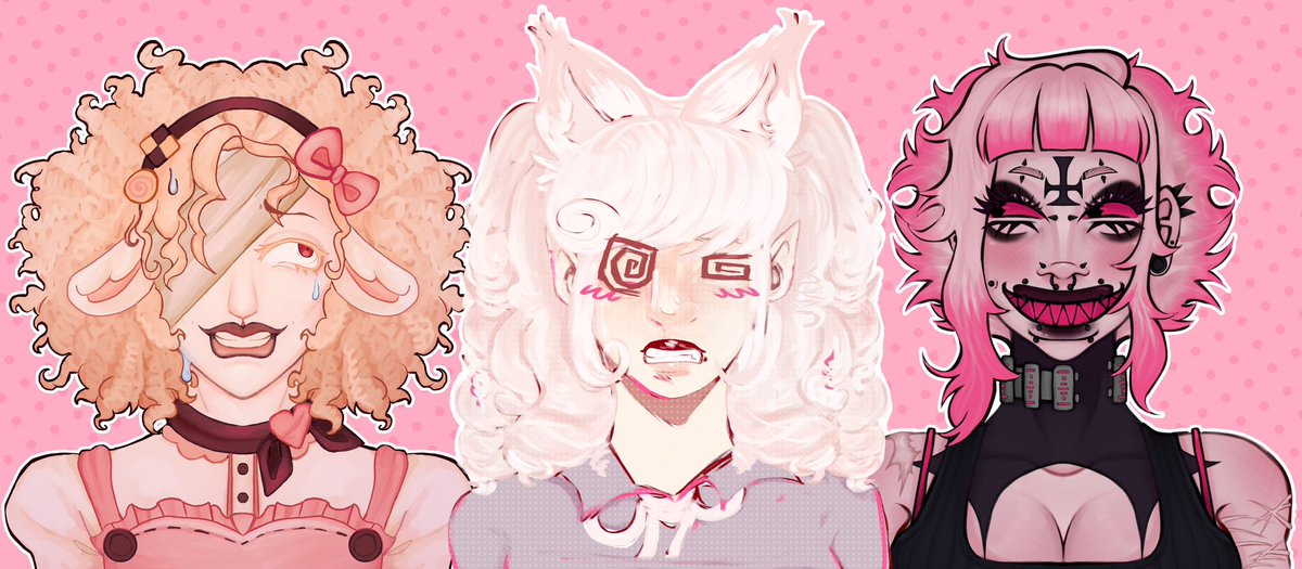 clownerytragedy's tweet photo. Art collab i did with my irls!!! 🪽

left: MEEEE!!
Middle: @HauntedGloomy 
Right: @FLESHpng 

#artmoots #ocart https://t.co/DraHXbDkwN