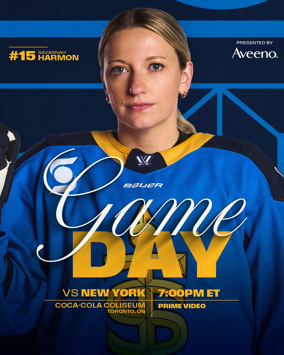 Happy game day, Toronto! 😁

🆚 <a href="/PWHL_NewYork/">New York Sirens</a> 
🕖 7:00pm ET
📍 <a href="/CocaColaClsm/">Coca-Cola Coliseum</a> 
📺 <a href="/SportsOnPrimeCA/">Sports on Prime Canada</a> 
🎟️ ow.ly/63rt50XSaLj

Toronto Sceptres x Aveeno