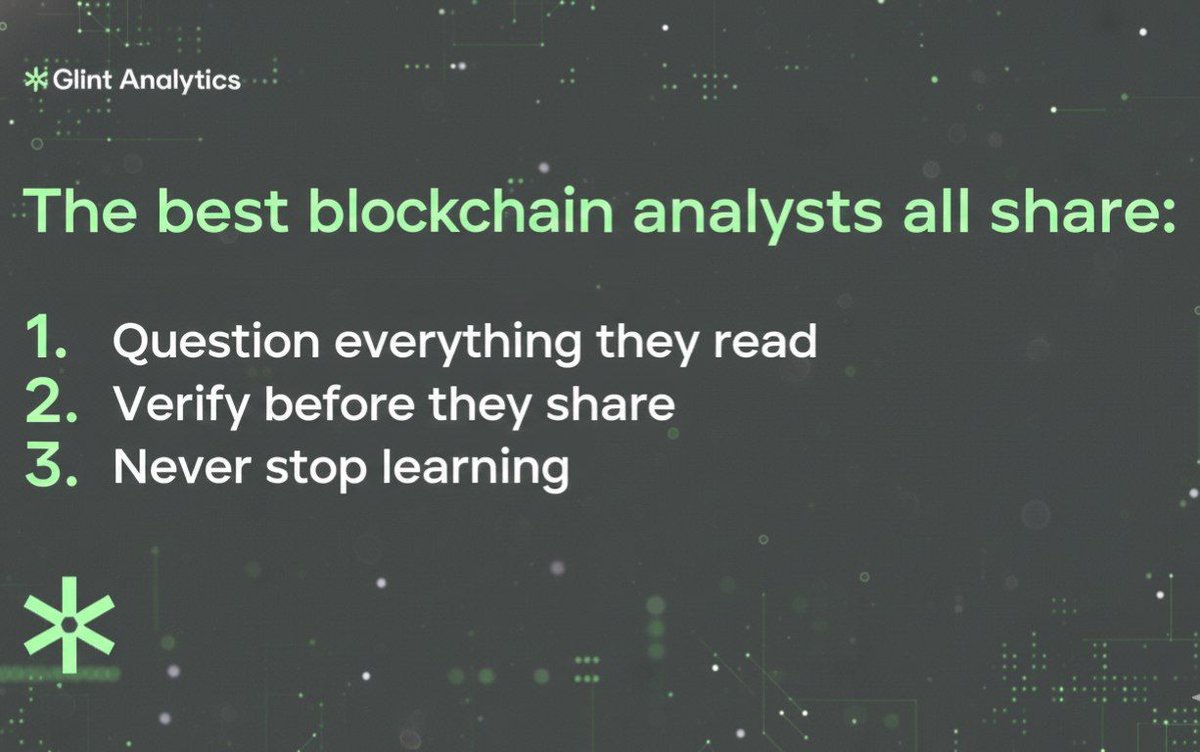 Why these 3 traits define winning in Web3 intelligence 🧵

<a href="/GlintAnalytics/">Glint Analytics</a> just dropped a simple but powerful truth. The best blockchain analysts all share:

1. Question everything they read  
2. Verify before they share  
3. Never stop learning

This isn't fluffy advice. In 2026