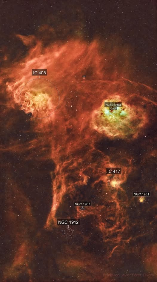SVBONYsvbony's tweet image. The Auriga Nebula Complex is not a single nebula, but rather a vast composite consisting of three major emission nebulae (IC 405, IC 410, IC 417) located within the constellation Auriga.

Captured by Francisco Perez，using the Svbony #sv535 #sv2203nm
#stargazing  #SVBONY