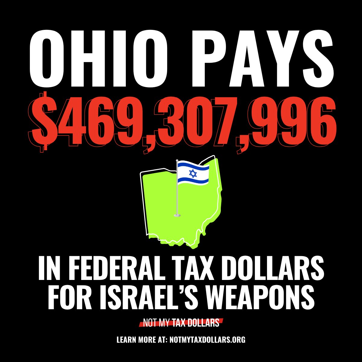 TrackAIPAC's tweet image. Ohio paid &amp;gt;$469 MILLION in federal tax dollars for Israel's weapons in 2024. 

TrackAIPAC.com/states/ohio
