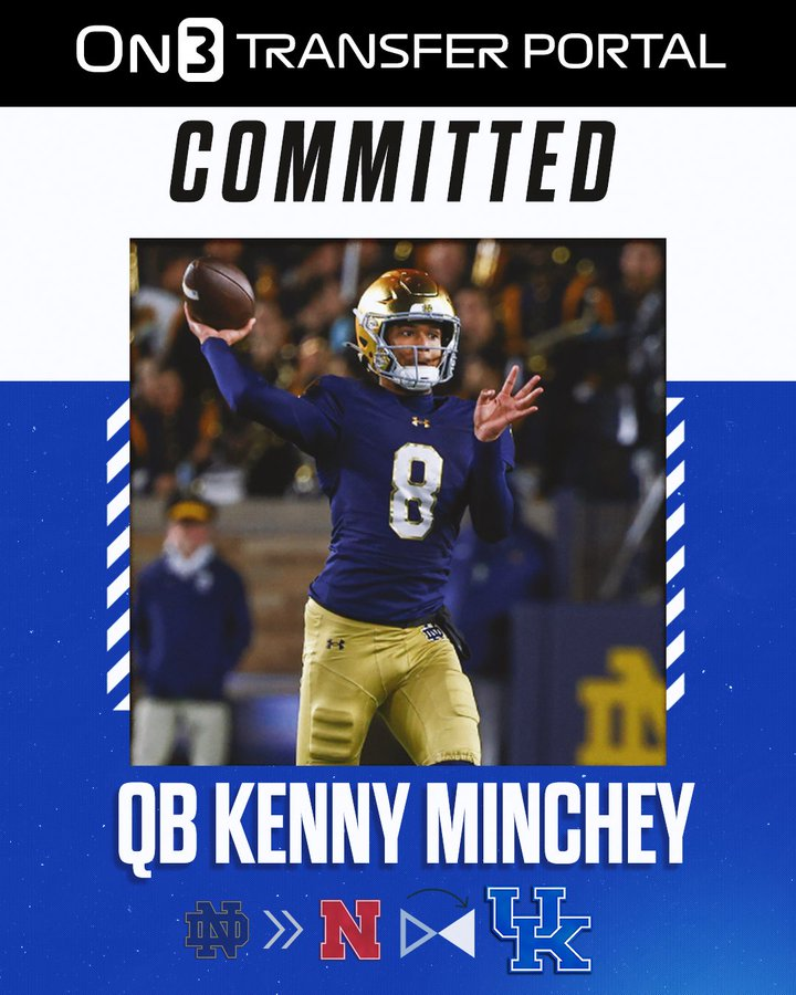 Wil Stein has found his quarterback. Much more to come on Notre Dame transfer Kenny Minchey tonight at KSR.

on3.com/teams/kentucky…