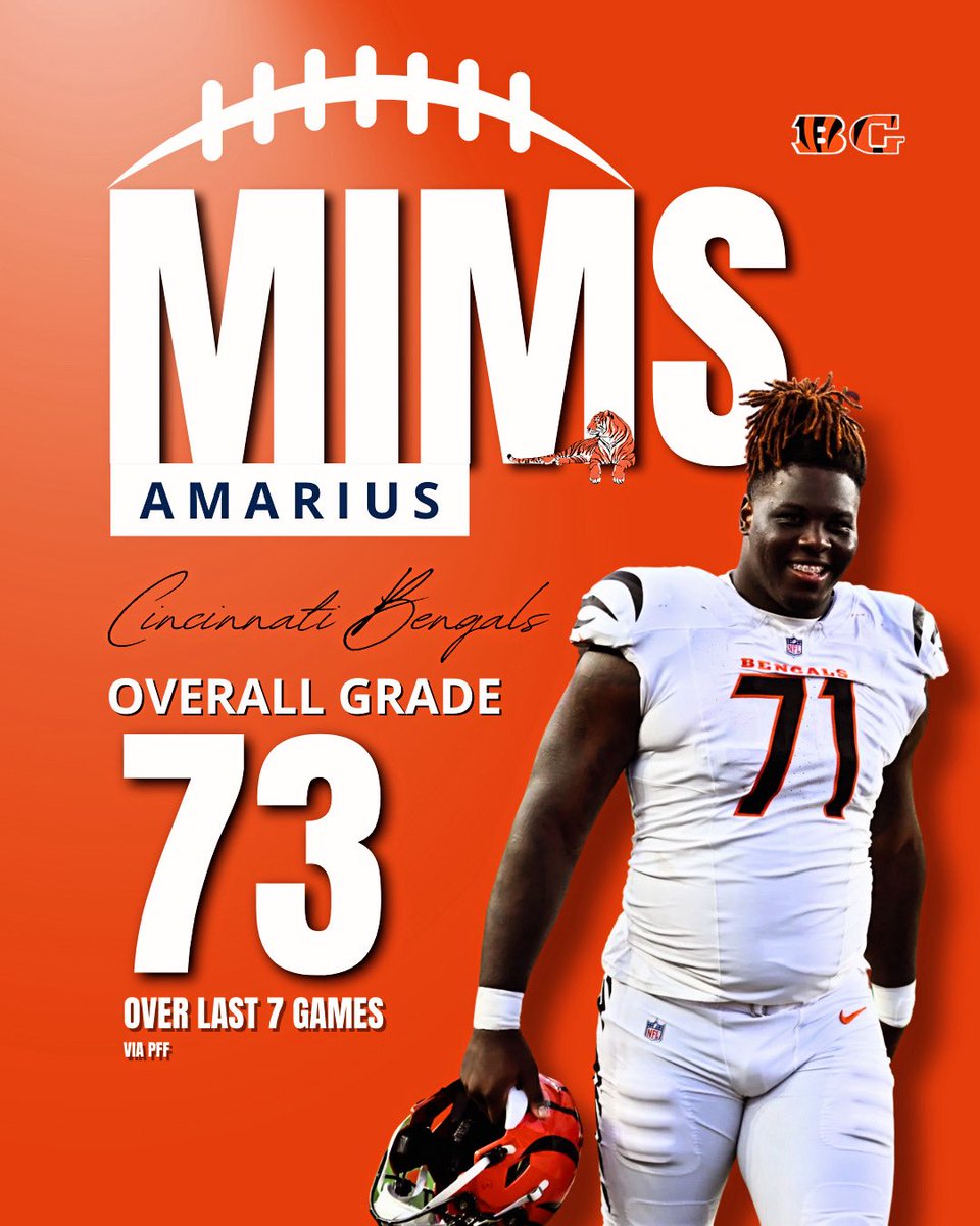 BengalsGraphics's tweet image. Amarius Mims is the OT the Bengals have needed and he balled out to end the year