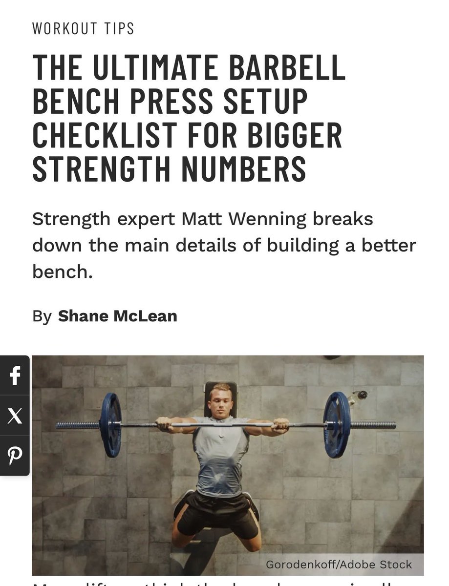 muscle_fitness's tweet image. THE ULTIMATE BARBELL BENCH PRESS SETUP CHECKLIST FOR BIGGER STRENGTH NUMBERS

Strength expert Matt Wenning breaks down the main details of building a better bench.
By Shane McLean
@outbackperformances 

Read Article
muscleandfitness.com/workouts/worko…

@muscleandfitness 
#benchpress #chest