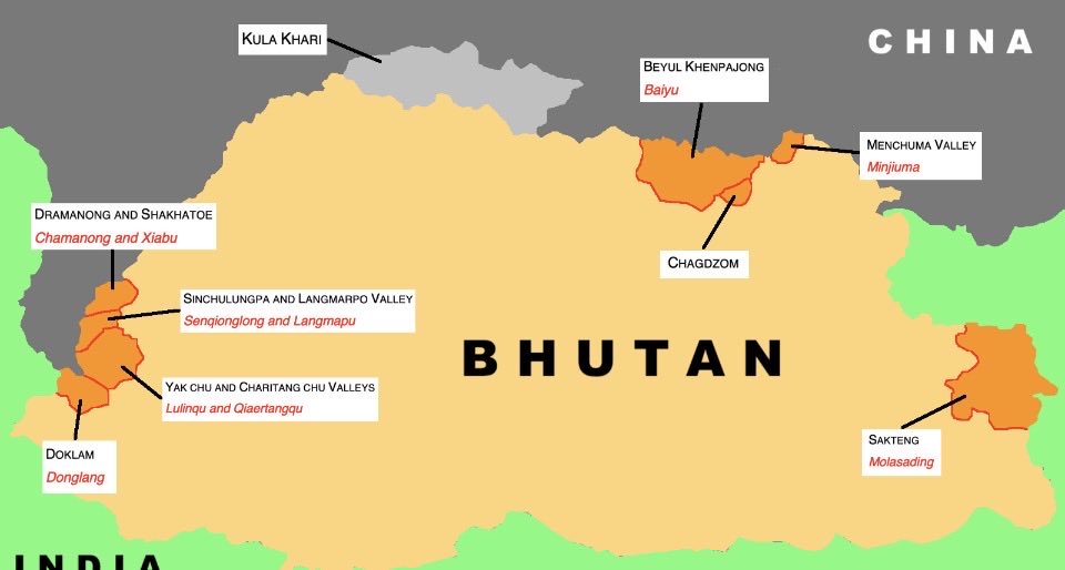kohakuototo's tweet image. 🇧🇹【あまり知られていない現実】
ブータンはすでに中国に侵略されている。

戦争は起きていない。
でも、中国は人民解放軍を少しずつ南下させ、
ブータン領内に小屋・施設・道路を建設。
その結果、国土の約20％（約8,000㎢）が実効支配された。

銃声ゼロ。
気づいた時には、もう中国の支配下。…