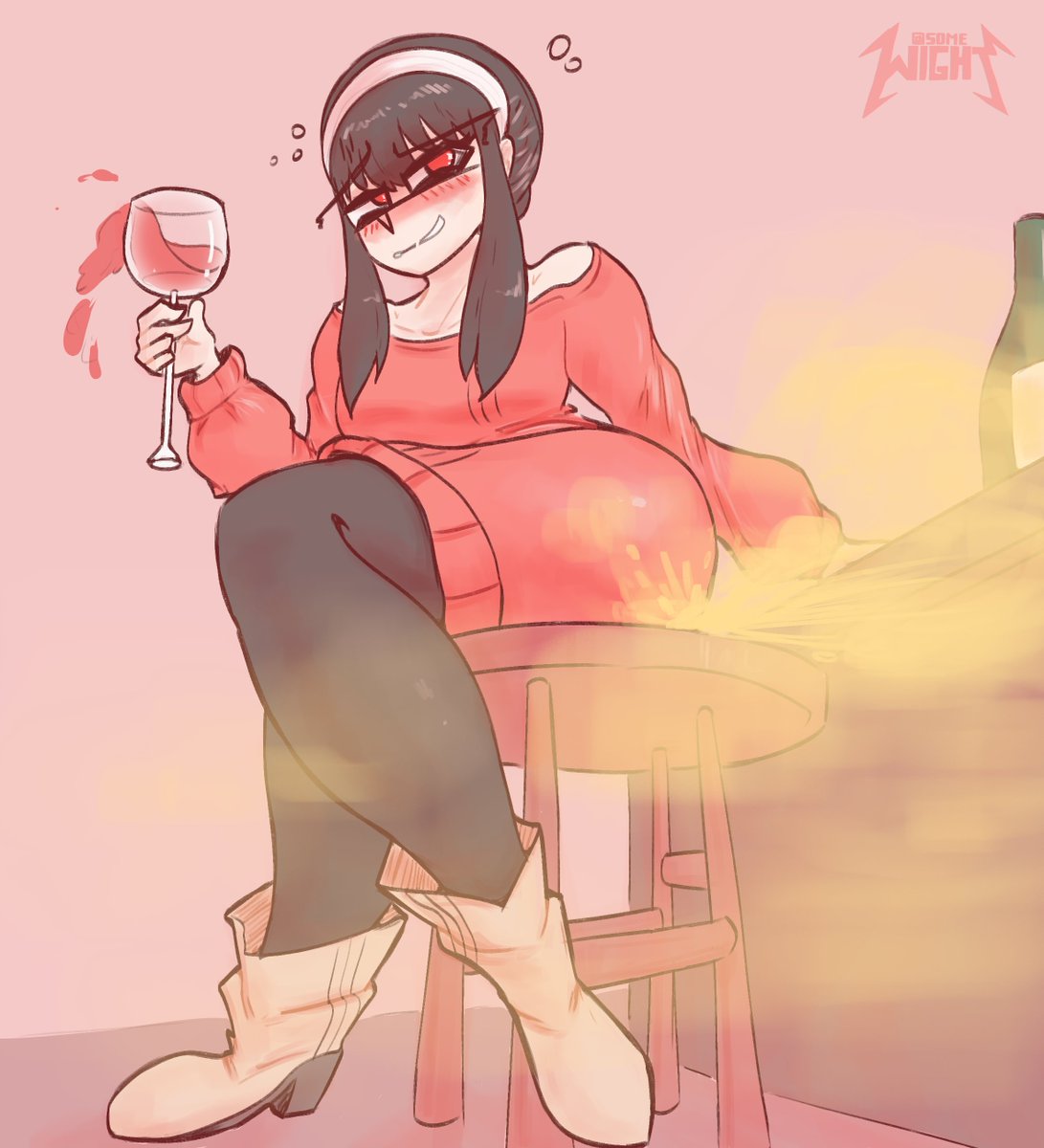 some_wight's tweet image. Yor havin' fun with wine.

A lil' art trade with @foggyfumes 
#fart #fartart