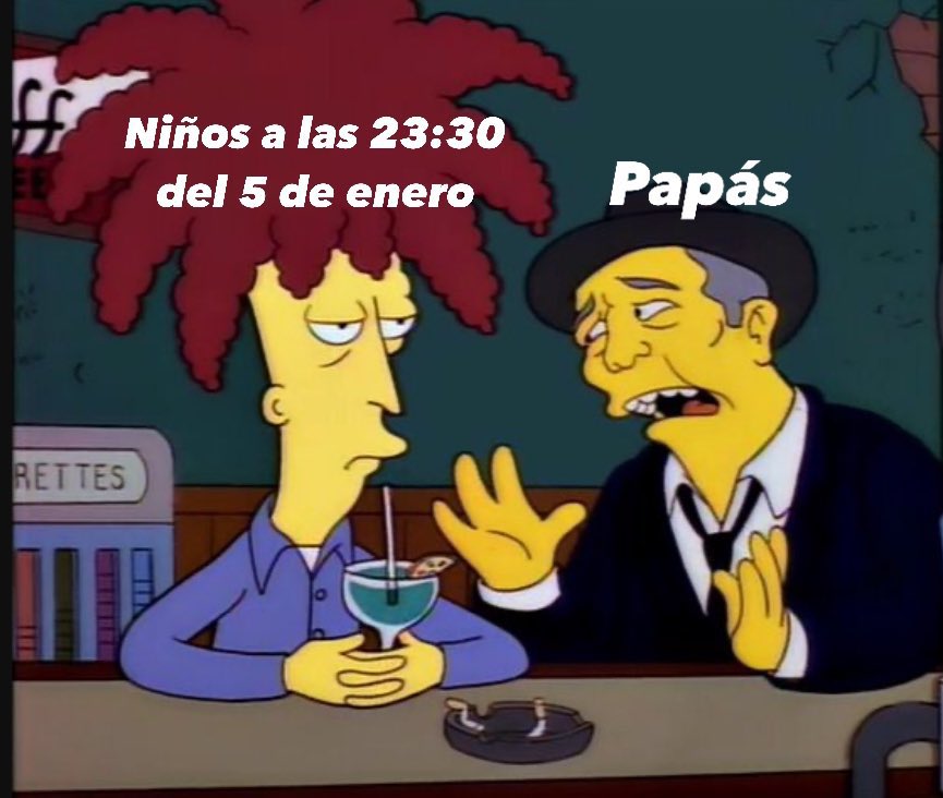 SoySimpsonito's tweet image. Los papás a los niños en la noche de Reyes Magos :

- ¡Anda, ya vete a dormir!
- No.
- ¡Como amigos!!
- No.
- ¡No seas malo!