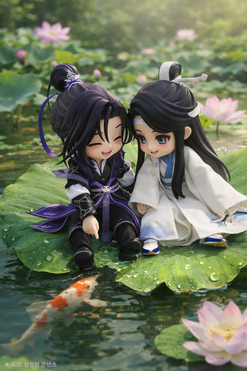 syoubi1205's tweet image. 💜 희신! 좀 보세요!! 잉어가 왔어요!
💙 만음한테 인사를 하러 온 모양입니다☺️
꽁냥꽁냥😽😽😽

#OB11 #마도조사 #魔道祖师 
#MDZS #희신강징 #희징 #曦澄