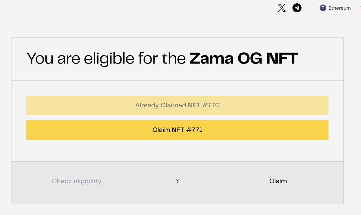 Baisircrypto's tweet photo. 兄弟们，卷了几个月的 @zama 终于发 NFT 了！老白这边只拿到两个，听说场外已经炒到 1400U 左右！

➤ 简单说下这个 NFT 的价值逻辑

🌟 它本质上是买币的入场凭证，持有后可以获得 200U 的打新额度！

🌟 按现在的市场热度，再加上项目方是真的不差钱，一个 NFT ��到 2000U 的预期并不夸张。

————— ʕ·͡ˑ·ཻʔ —————————— ʕ·͡ˑ·ཻʔ —————

➤ 领取时需要切换到 #ETH 主网，Gas 用的也是 $ETH ！

🌟 作为老 E 卫兵，还是很自豪的，老白昨天也在社区预演里就提过会有月线级别的上涨！

🌟 今天 @ethereum 价格还在继续向上冲，现货继续拿住，珍惜3000以下的ETH!

————— ʕ·͡ˑ·ཻʔ —————————— ʕ·͡ˑ·ཻʔ —————

➤ 还能继续卷的项目 @stbl_official 

🌟 这个目前也是我重点嘴撸的项目，一方面这个项目已经TGE了，空投的金额是可控的!

🌟 另一方面是我的私心，我质押了一些 $STBL ， 可以有加成，不写的话有点不划算！

🌟 这个项目是和RWA相关的，E卫兵天生对RWA有好感，因为未来ETH要起飞和RWA密不可分！

🌟 加上他们创始人@Reeve_Collins ，也是USDT的联创，在稳定币、金融这块我觉得有成功案例的创始人，往往会有更大概率做出好的产品！