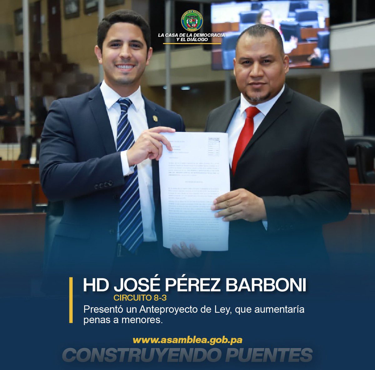 asambleapa's tweet photo. Una propuesta legislativa que modifica artículos de la Ley 40 de 1999, del Régimen Especial de Responsabilidad penal para la adolescencia presentó el diputado José Pérez Barboni. https://t.co/S6BwuKXQD5