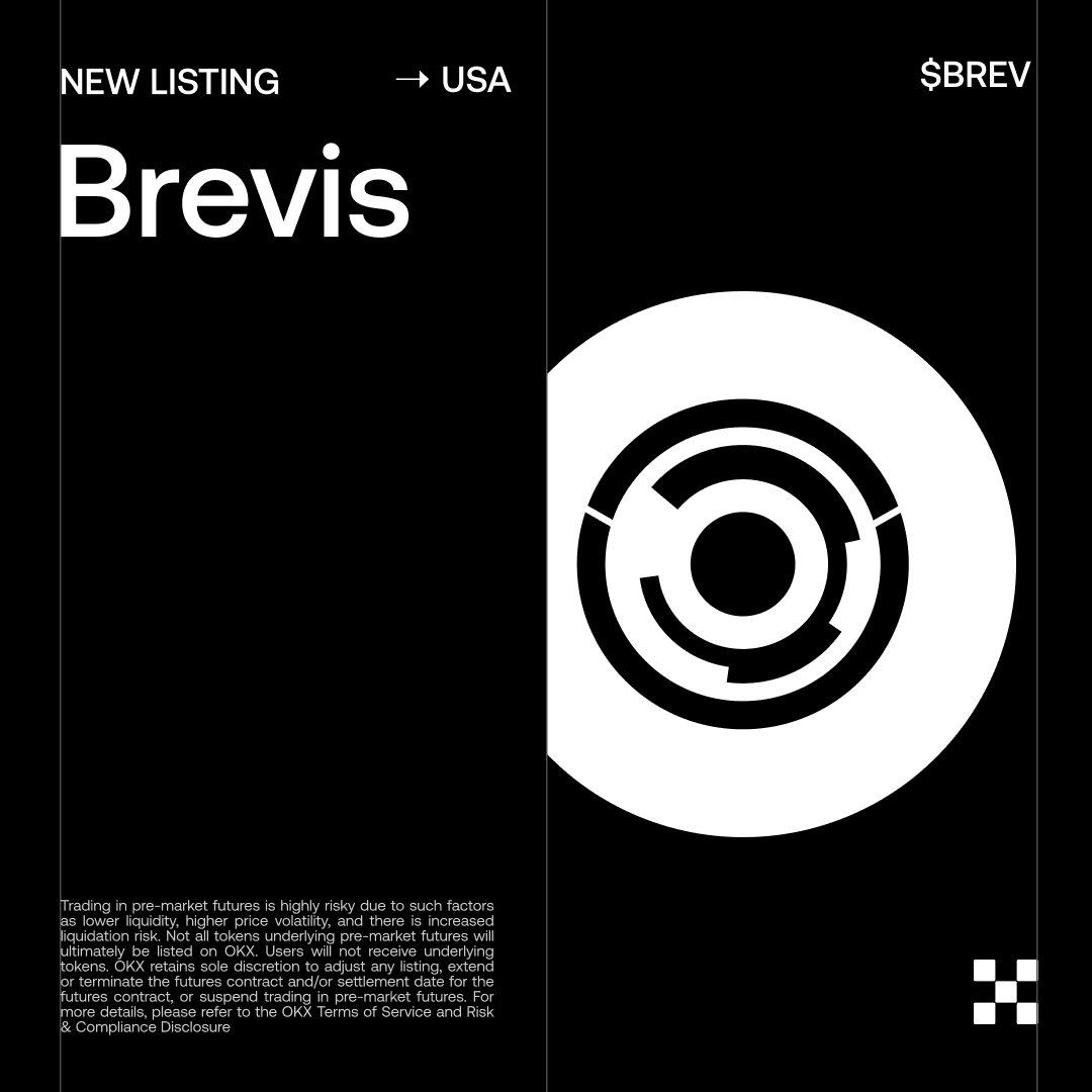 smartviewai's tweet photo. 🚨 BREAKING:  #NewListing in the US  $BREV 
$BREV the native token of the Brevis ecosystem, is now trading on our app powering trustless computation across blockchains data and AI.

#BREV  #USListing #Blockchain #Web3 https://t.co/2X2UV9XSrt