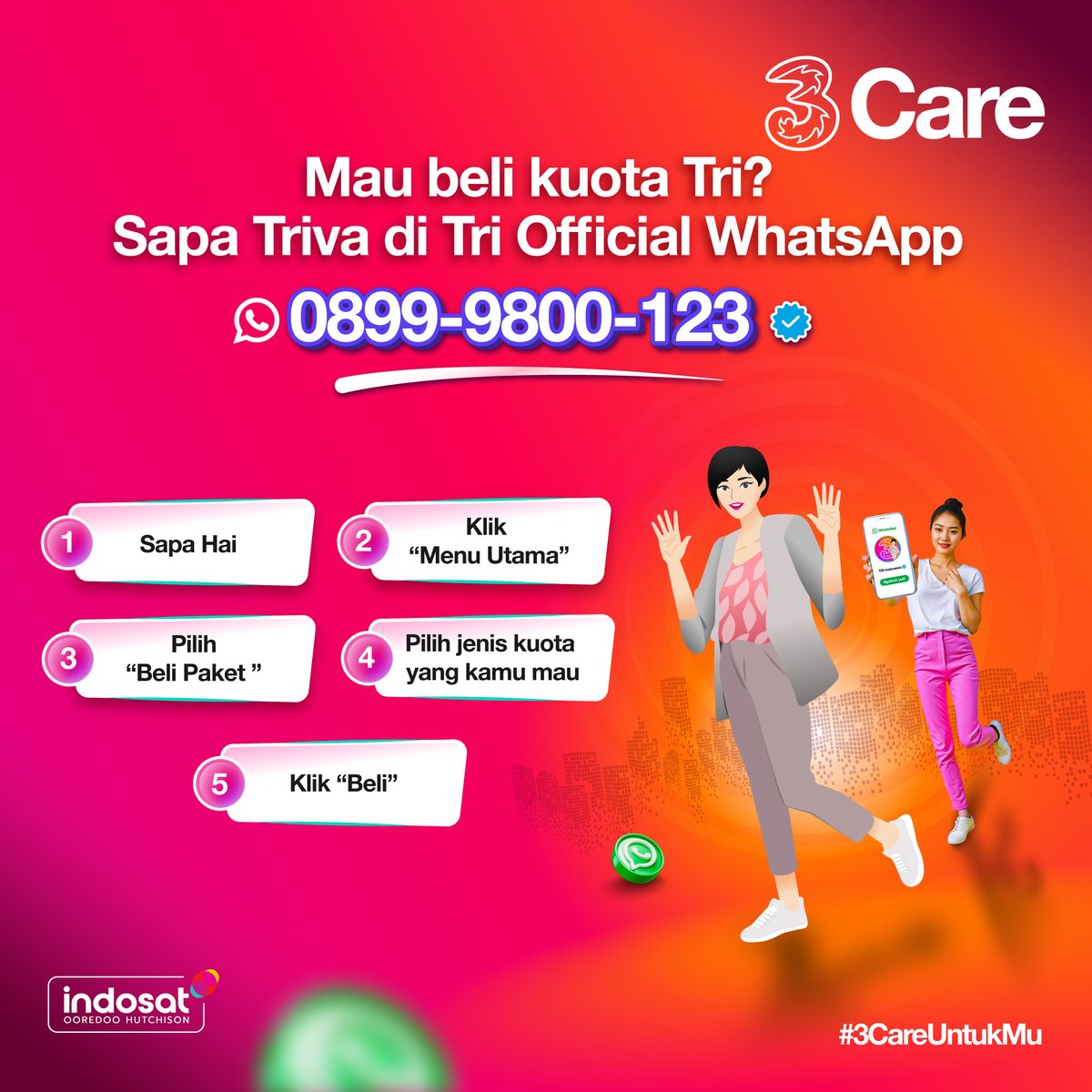 3CareIndonesia's tweet image. Scrolling sosmed tanpa putus ? aman terkendali dong, karna beli kuota Tri ngga perlu keluar rumah nih! 

Chat Triva di bit.ly/TriOfficialWha… , beli kuota favorit #SobatTri kapan aja deh...

#3CareUntukMu #3CareIndonesia