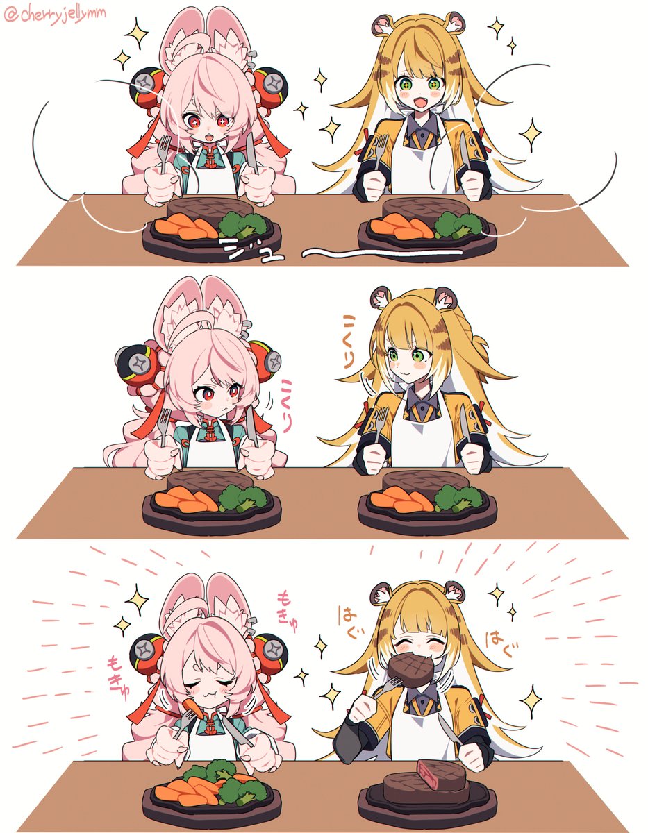 cherryjellymm's tweet image. ゼンゼロ・福福と照ちゃん、交換🥕⇔🍖
#zzzero