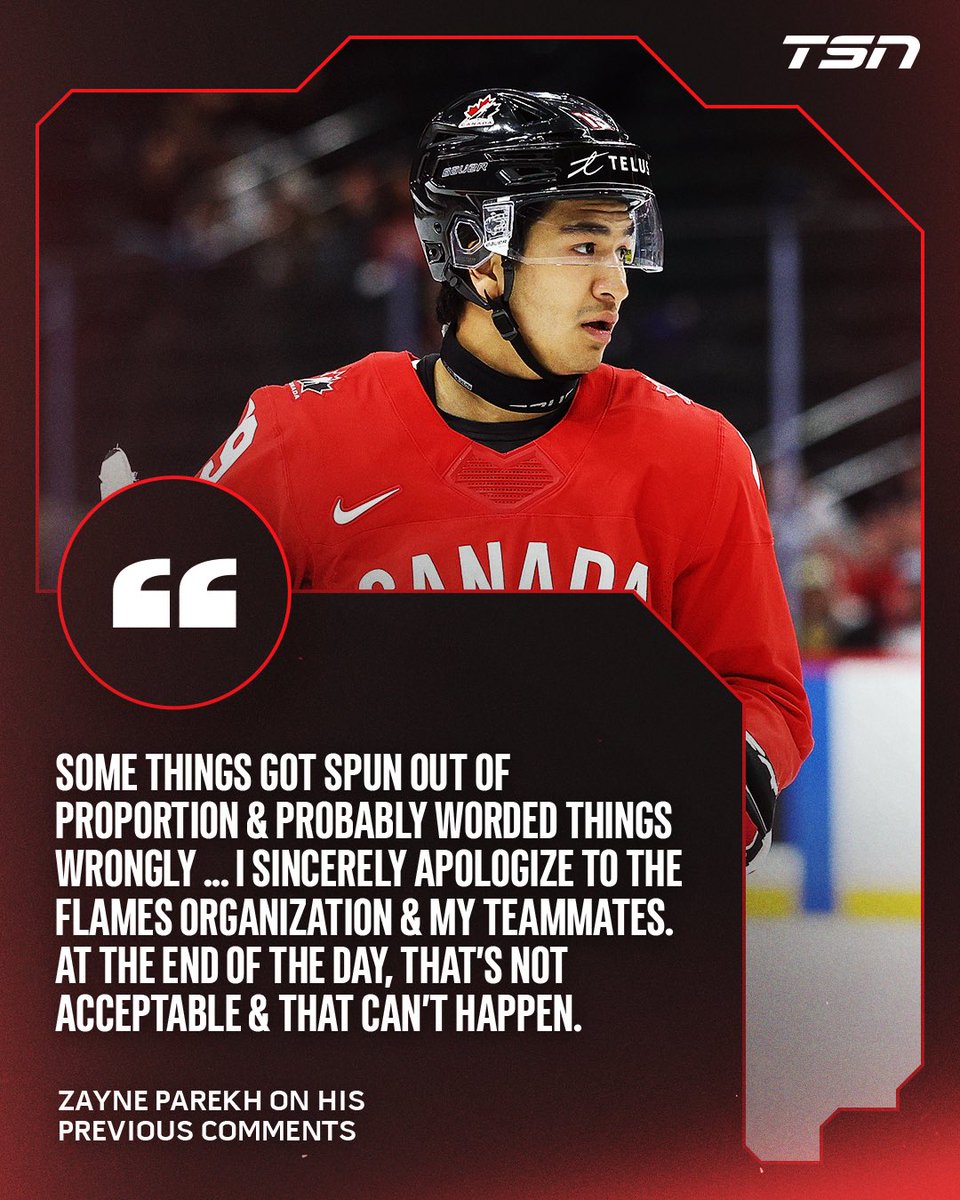 TSN_Sports's tweet image. Zayne Parekh responds to previous comments he made regarding bringing more personality to the game of hockey.

#WorldJuniors

(h/t: @markhmasters)