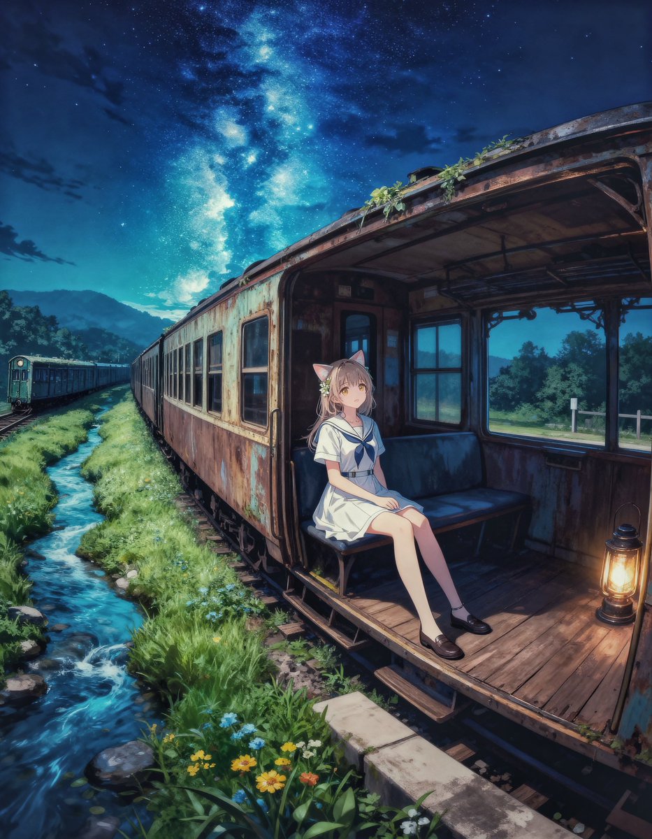 sixegg_tsu's tweet photo. 発車は未定🚃    #AIart https://t.co/HunIIwBe1P