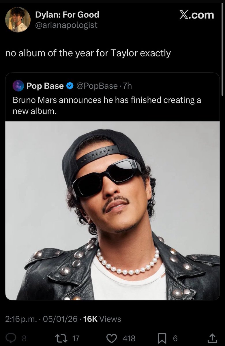 Bruno Mars is releasing an album, the main topic: Taylor Swift