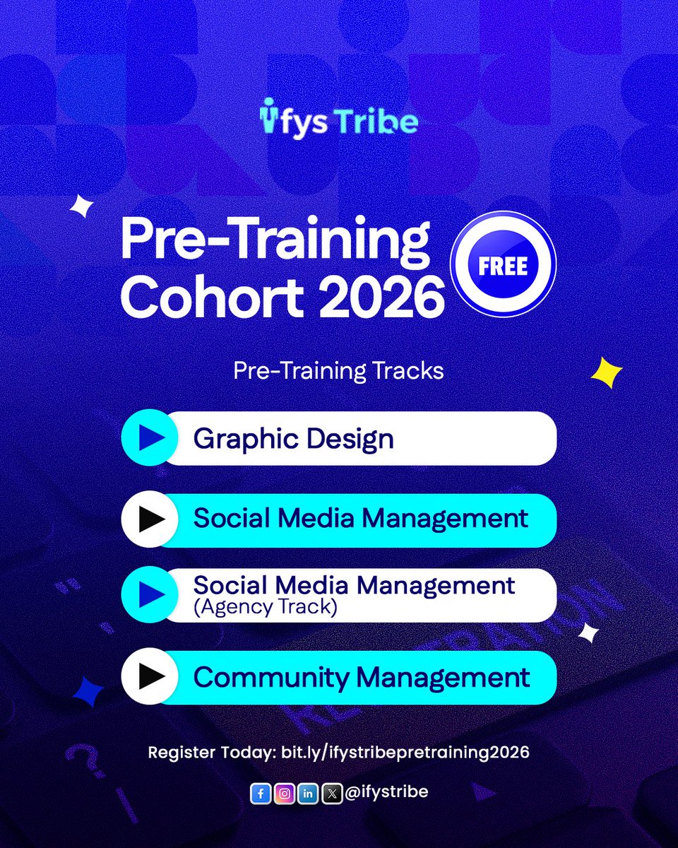 ifystribe's tweet image. Waiting for a sign to grow your career?
Well this is it.

The Pre-Cohort training is designed to help you build relevant skills to move forward with clarity and confidence.

Limited spots available.

Click the link to join; chat.whatsapp.com/F7H0SqOwlu98DO…

#shouting #Finidi