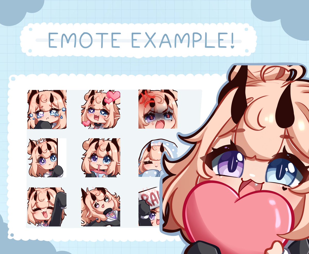 ❣️ART GIVEAWAY❣️

You want emotes and I need some examples for Vgen!

✨2 winners✨
1st winner- 6 emotes
2nd winner- 3 emotes

To enter:
❤️+🔁 like and repost

👤 follow

💬 comment your design + what kind of emotes you want or DM me💙

Winners chosen in ✨48hrs✨
Thank you!!! ☺️