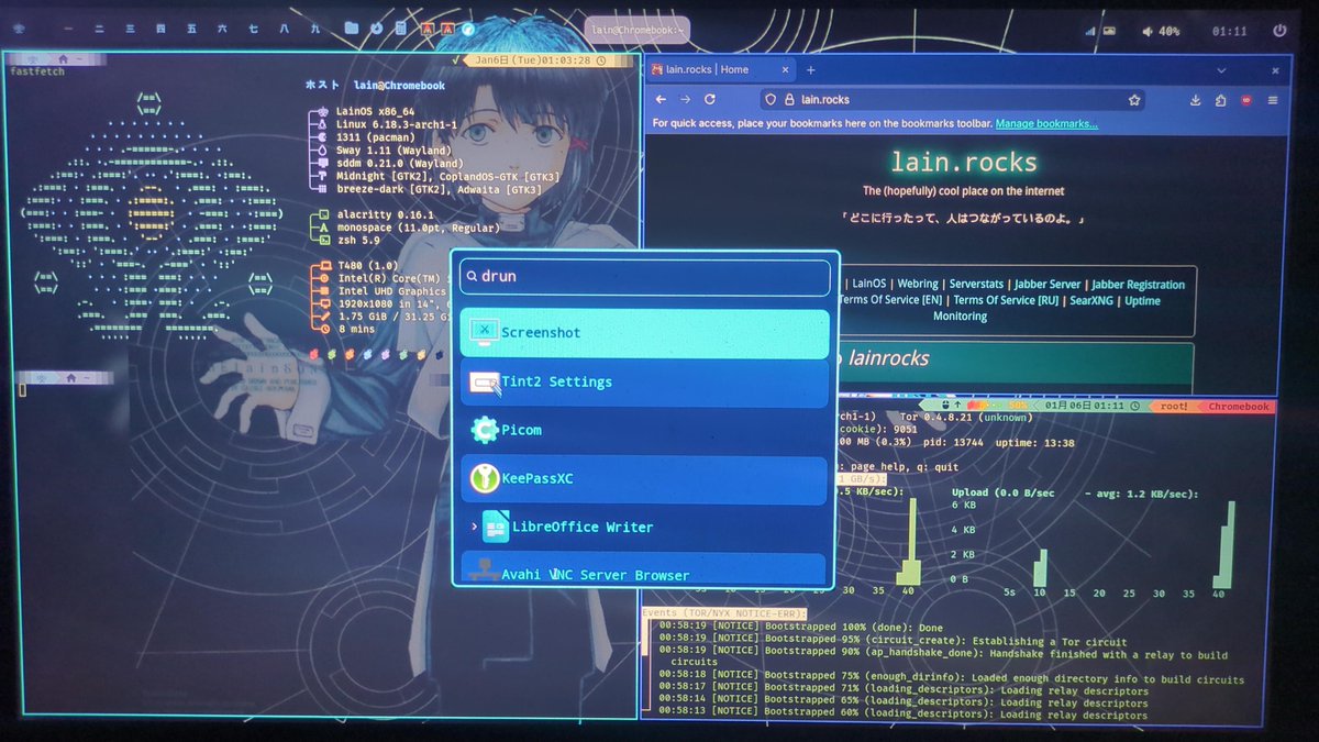 leetsicle's tweet photo. The Sway ISO is out. The system feels cleaner. Layer 02 development has begun. OpenRC incoming.

https://t.co/jvLdKW6fyD https://t.co/JeI5jkBAGC