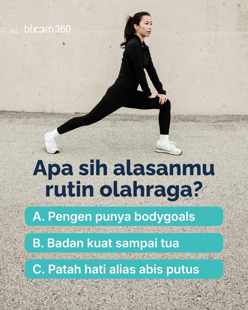 bloom360_id's tweet image. Hayooo jujur, kenapa kamu rutin olahraga?

Apa pun alasannya, gak ada ruginya kok rutin olahraga. Jadi, gas terusss ya!
-
#bloom360 #langsing #olahraga