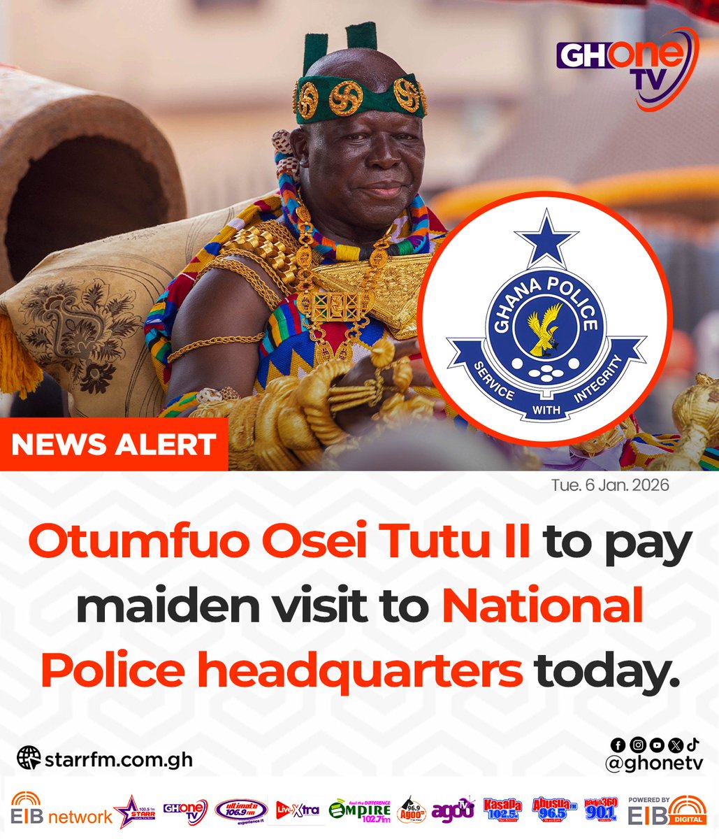 ghonetv's tweet image. Otumfuo to pay maiden visit to National Police headquarters today...

#GHOneNews #EIBNetwork 
#GHOneTV #NewsAlert