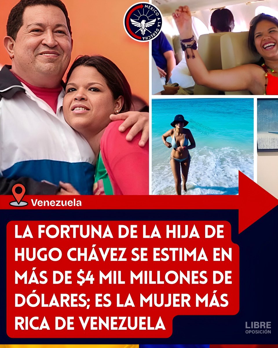 🇻🇪🧐| ¡IZQUIERDA LADRONA! La fortuna de la hija de Hugo Chávez, se estima en más de $4 mil millones de dólares; sería la mujer más rica de venezuela:

¿Ya ven como el socialismo sí funciona? Saco de la pobreza a la hija de Hugo Chávez, a costa de los millones de venezolanos que