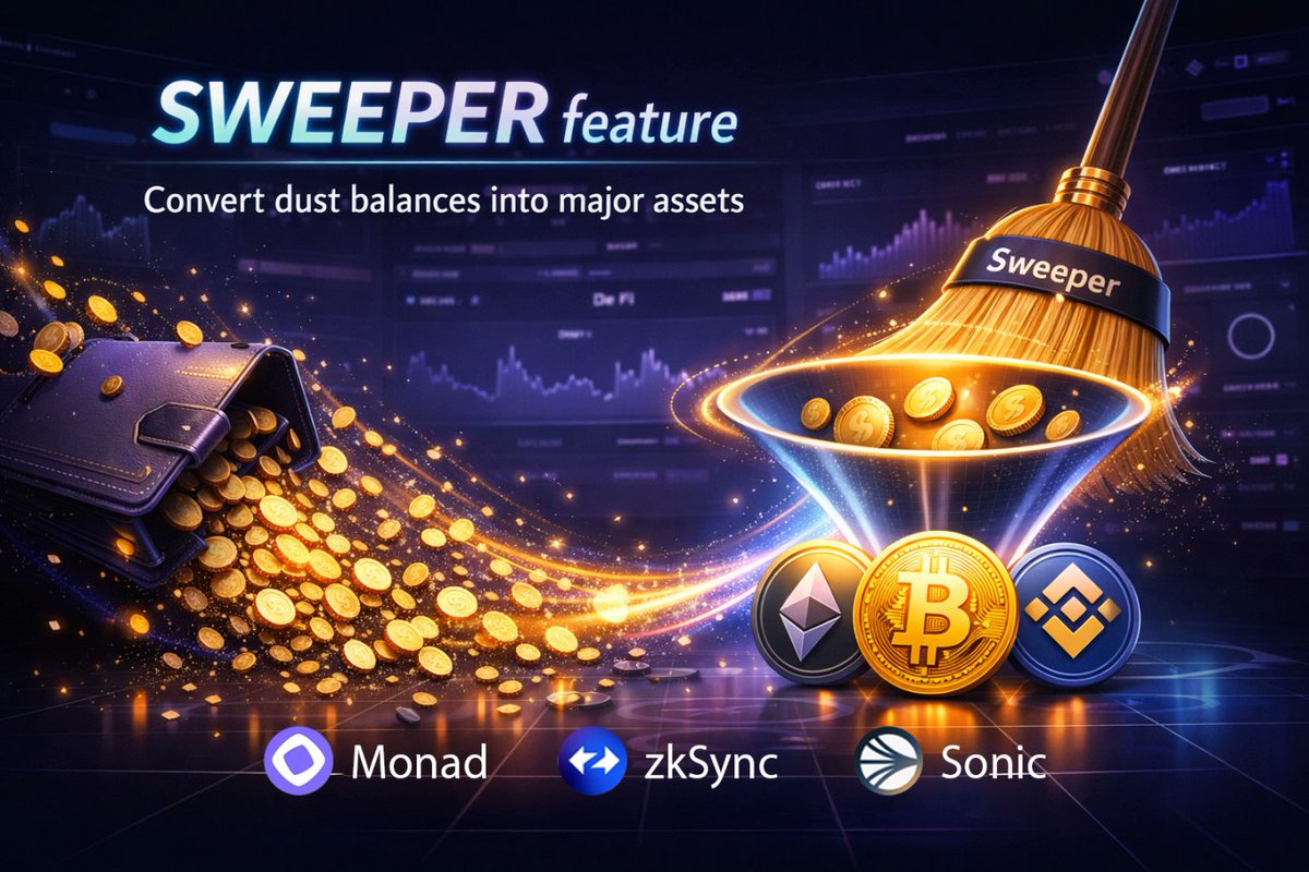 zkSwap_finance's tweet photo. Got tiny token leftovers in your wallet?
Loved Binance’s Small Amount Exchange?

You’ll love Sweeper:
✨ Convert dust balances into major assets
⚡ 1-click, seamless, efficient

Try it: https://t.co/lSSq7yLzL9
Available on Monad, ZKsync, and Sonic