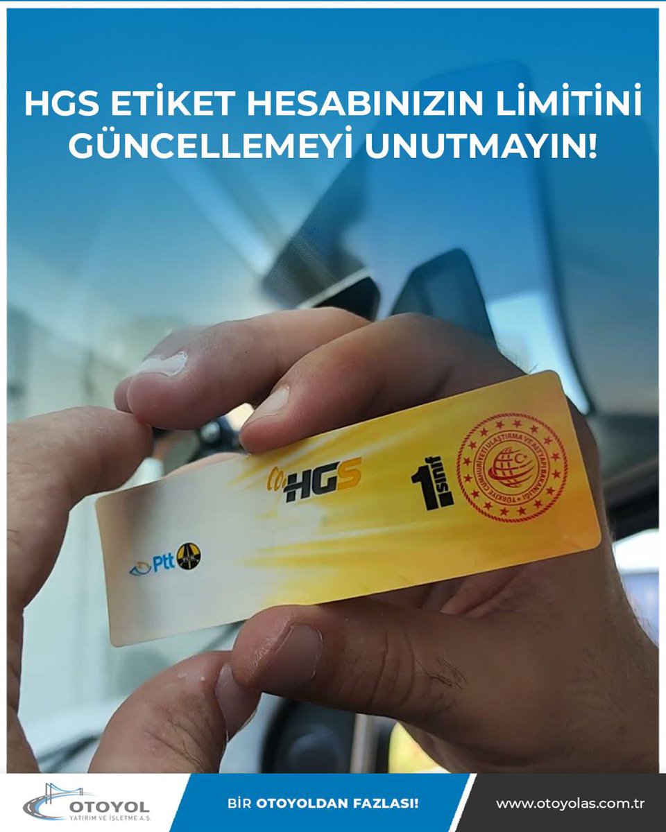 HGS etiketiniz için tanımlı bir limit talimatı bulunuyorsa, geçiş ücretlerinde yaşanan değişiklikler nedeniyle mevcut limitiniz yetersiz kalabilir. Herhangi bir sorun yaşamamak için etiketinize tanımlı limit tutarını kontrol etmenizi öneririz.
otoyolas.com.tr