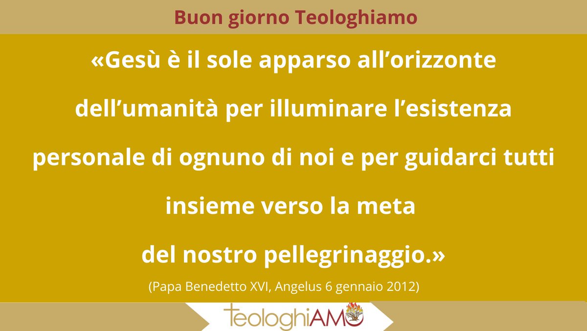 teologhiamo's tweet image. #buongiorno #teologhiamo
"Gesù è il sole apparso all’orizzonte dell’umanità per illuminare l’esistenza personale di ognuno di noi e per guidarci tutti insieme verso la meta del nostro pellegrinaggio."
#papabenedettoxvi
.
#Gesù #Epifania #fede #PellegriniDiSperanza
