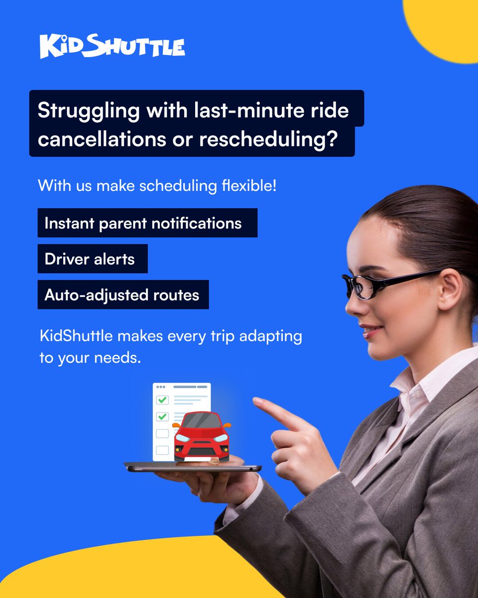 KidShuttleApp's tweet photo. Plans change for transport owners!

A parent cancels a ride.
A pickup time needs to shift.
A driver needs an updates.

but with kidshuttle they dont have to worry:

✔Parents receive notifications.
✔Drivers get real-time alerts.
✔Routes automatically adjust in the background. https://t.co/85Cma2yA9u