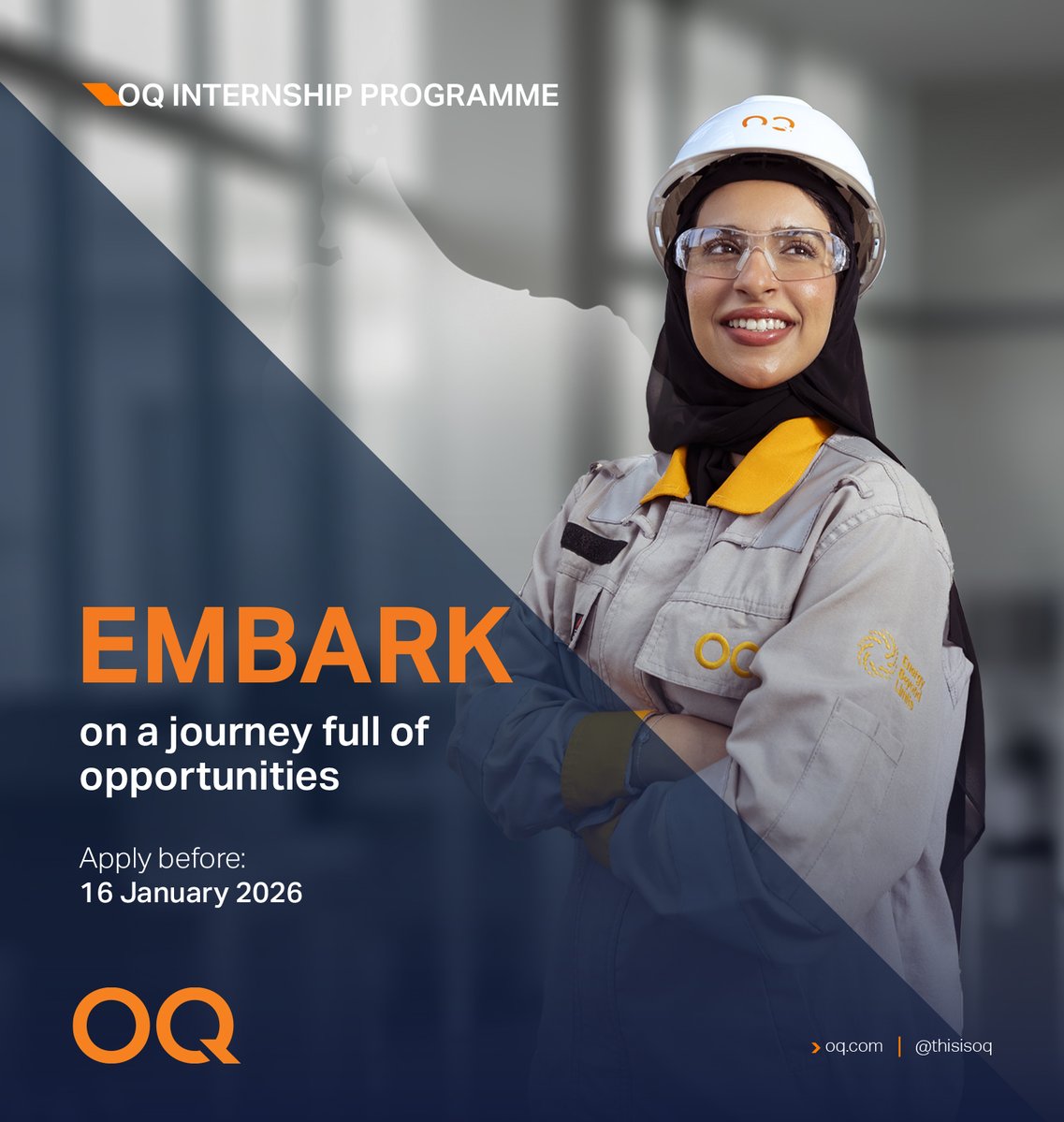 ThisIsOQ's tweet image. حان الوقت لتنطلق في مسيرتك المهنية مع برنامج #أوكيو للتدريب الشتوي لعام 2026.

التقديم مفتوح اعتبارًا من اليوم: 6 يناير وحتى 16 يناير، للطلاب الجامعيين وحديثي التخرج في سلطنة عُمان.

شارك في تدريب عملي استثنائي في أحد مواقع المجموعة، واصقل مهاراتك ووسع شبكة علاقاتك بالعمل مع فرق…