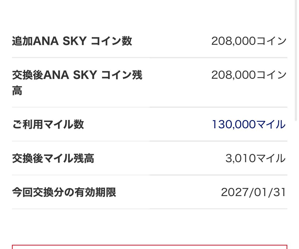 ダイナースポイント→ANAマイルに交換 ANAマイル→スカイコイン 倍率1.6で208,000コイン🪙 無事に移行完了  ダイナースプレミアム断捨離します🫡