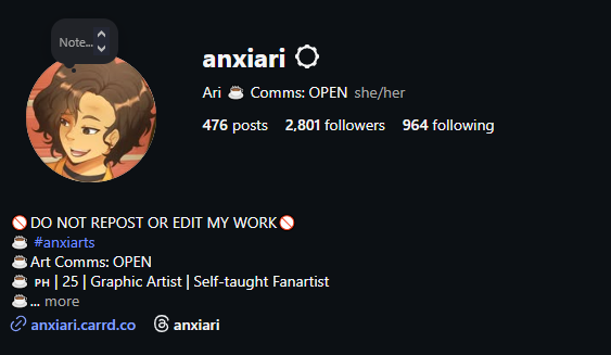 AnxiAri's tweet photo. Also I'll be more active on Facebook and Instagram, so please DM me there instead 🙏 https://t.co/qEXjkIVnTb