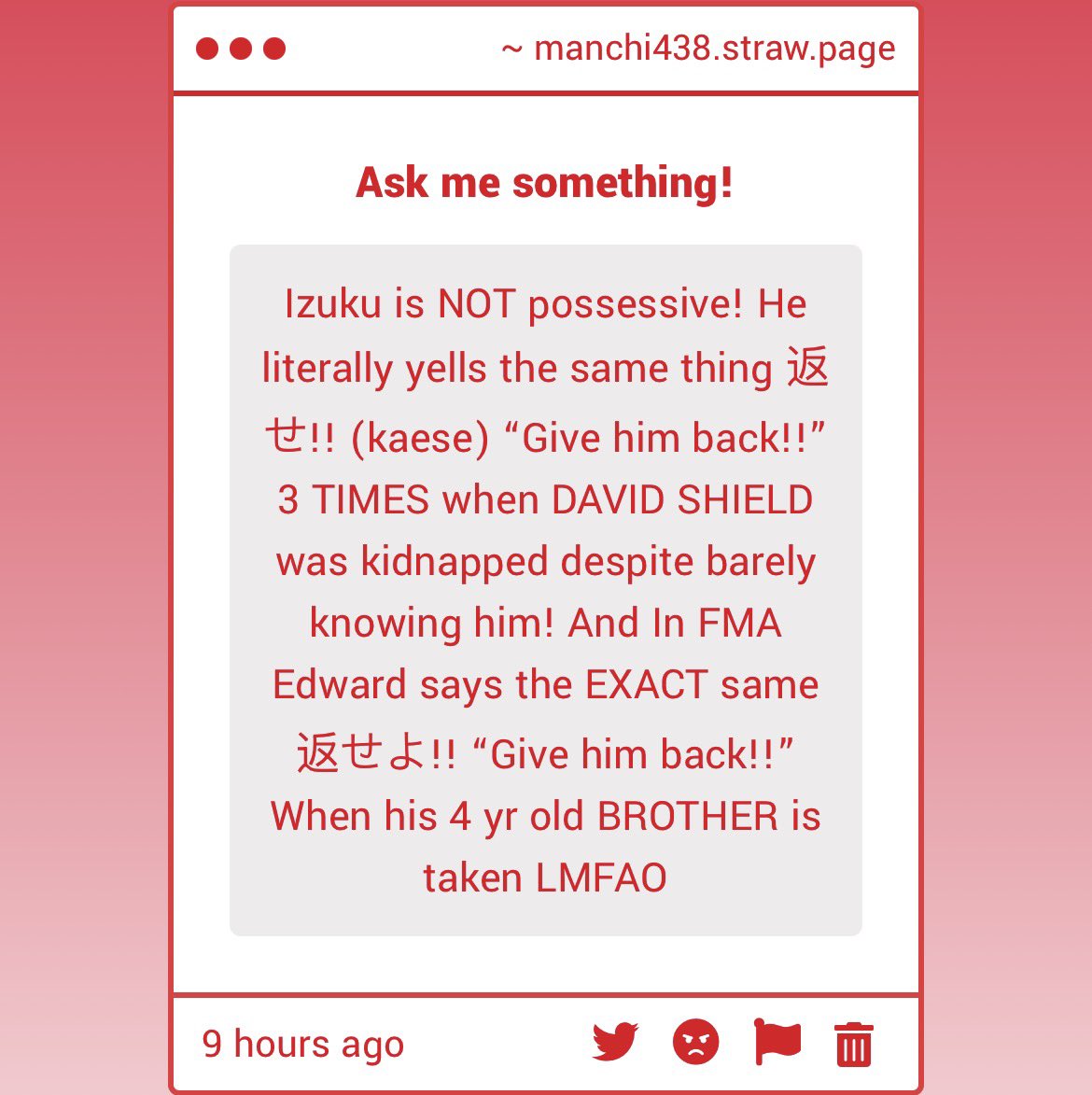 puppyochako's tweet image. People don’t realize that it is a common phrase in show and movies in such moments.