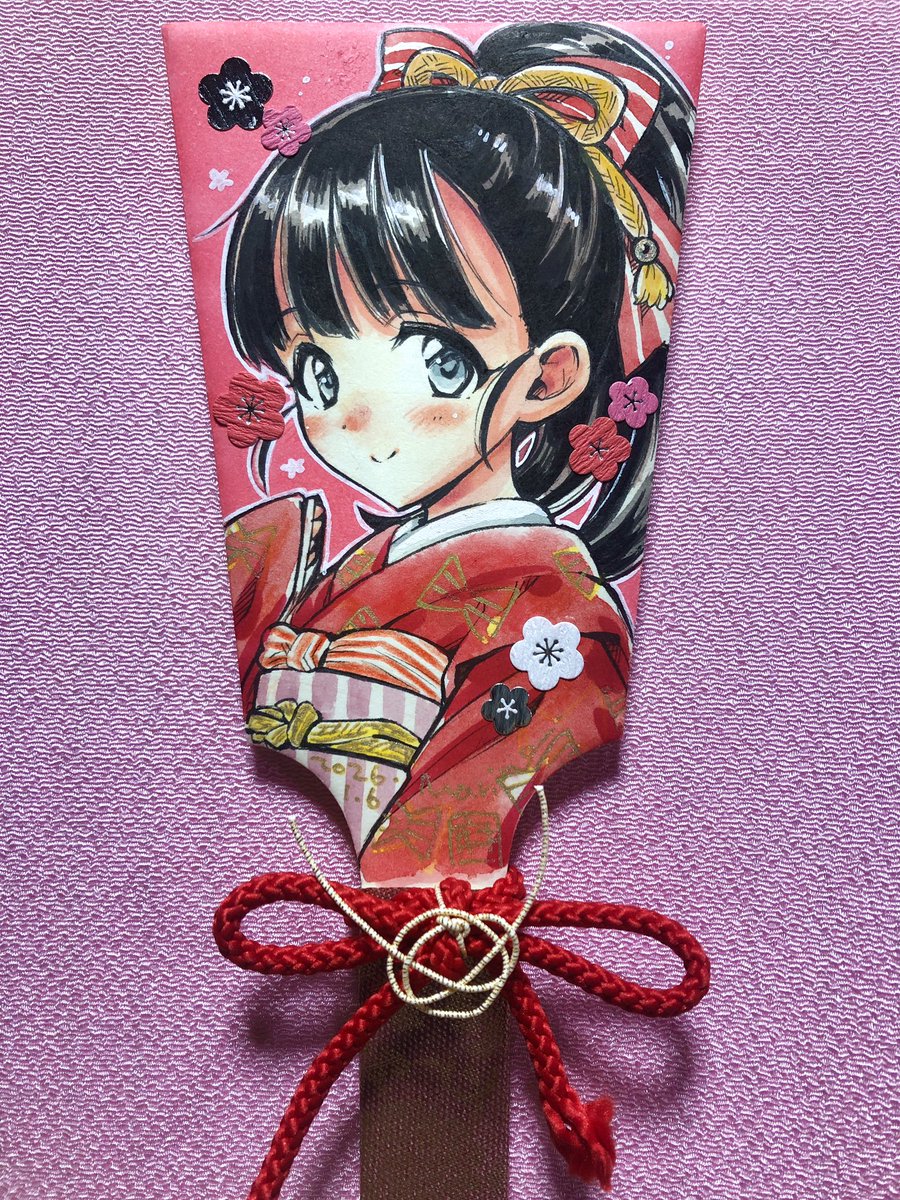 新年初描き　羽子板色紙舞ちゃん🎀