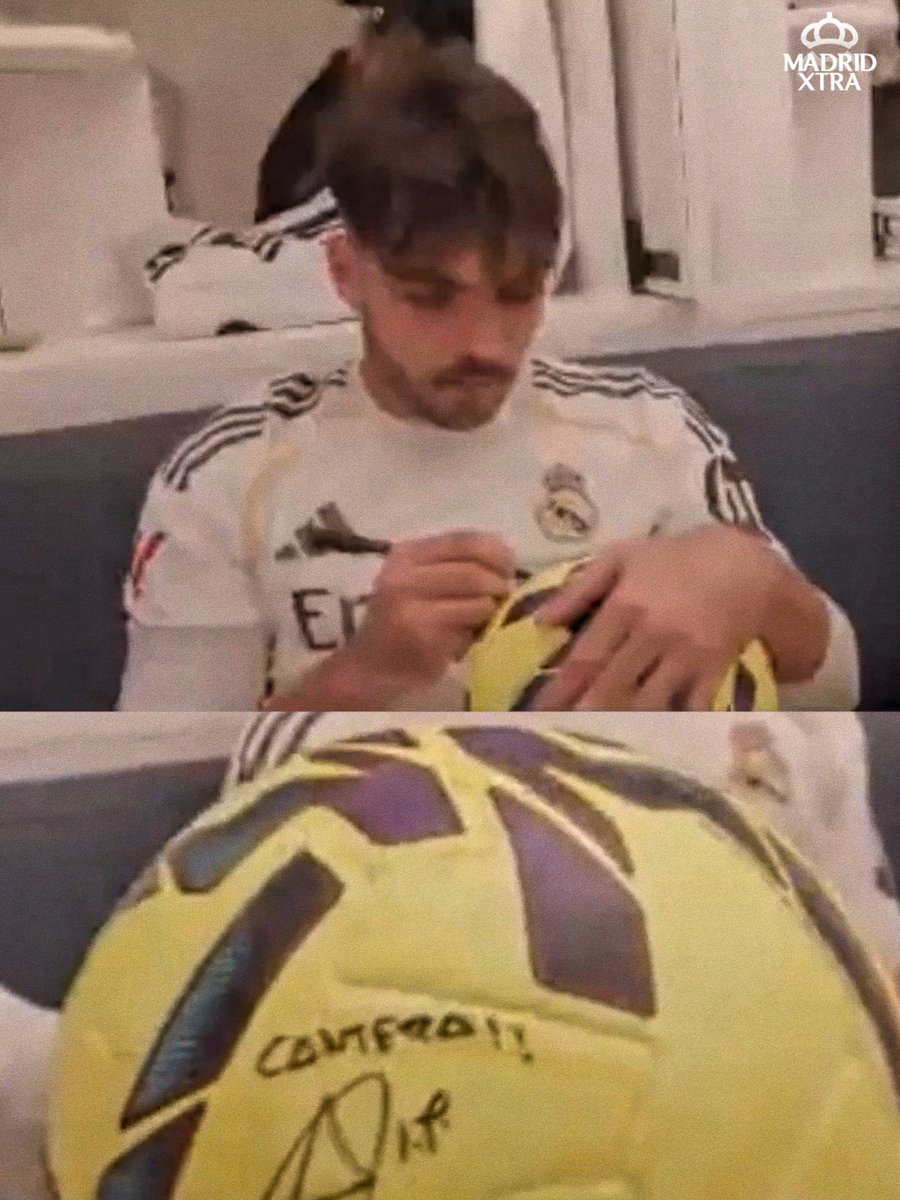 MadridXtra's tweet photo. Raúl Asencio's message on Gonzalo García's match ball:

"Cantero". 🤍 https://t.co/TAy42eh27L