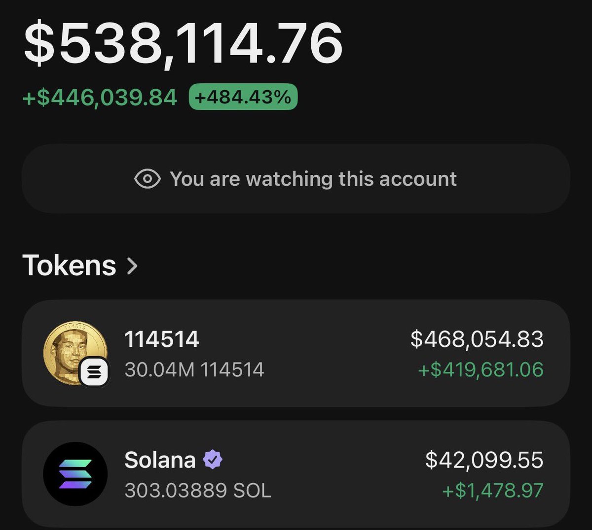 3 days ago someone made a new wallet and bought $343 of  #114514 and now is over $500,000 in profit. 

$114514

This can only happen in crypto.