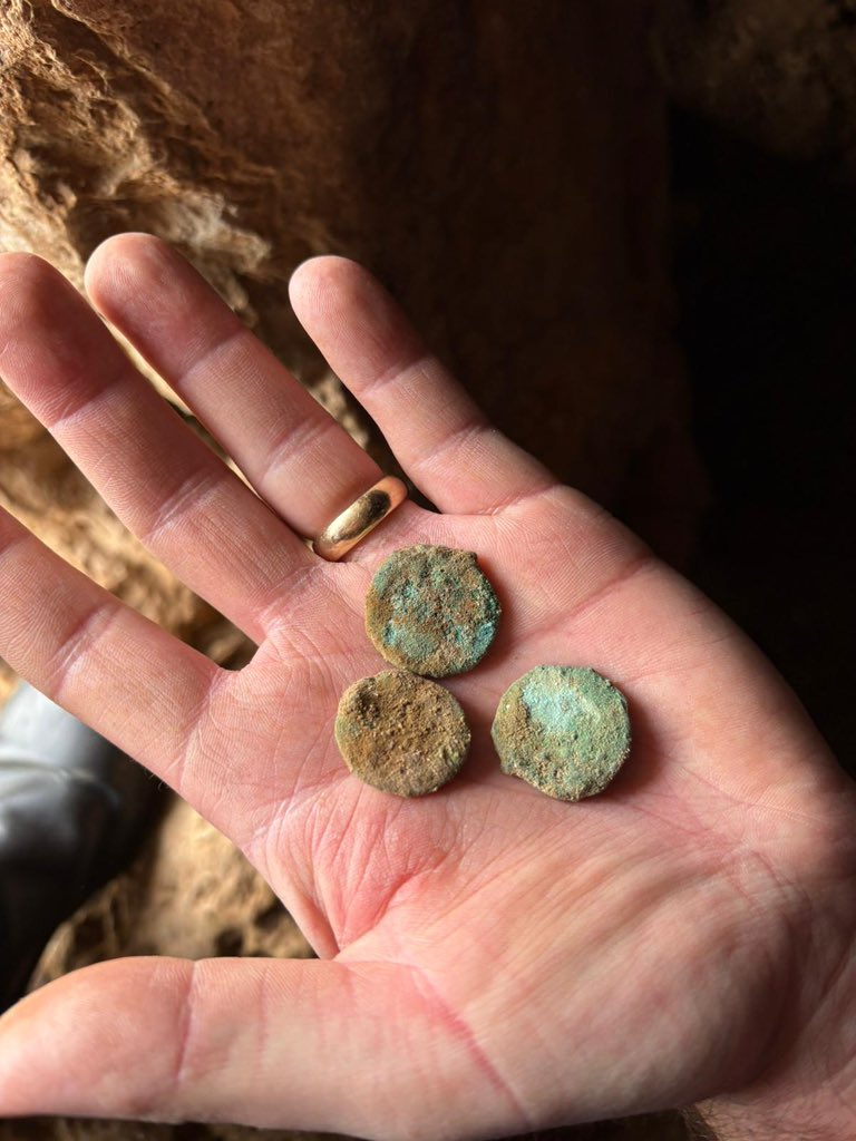 ShoshBedrosian's tweet photo. An amazing discovery of ancient coins by @GovMikeHuckabee’s grandchildren in Binyamin! What a special moment for your family — walking, discovering, and touching the holy land 🇮🇱🇺🇸 https://t.co/XC68d9YsQG