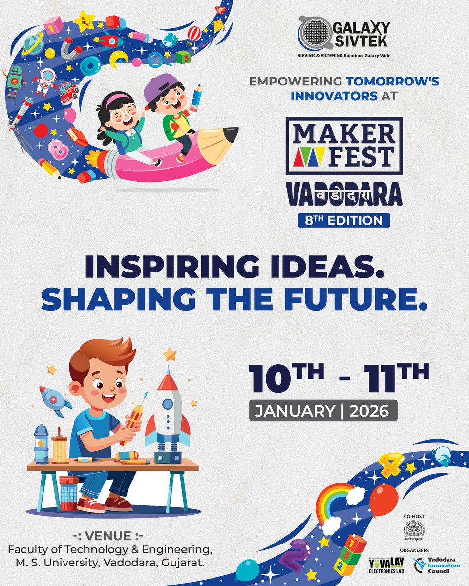 We believe that the future belongs to those who dare to think differently. Young minds are the true architects of tomorrow, driving progress through creativity, passion, and bold ideas.

Galaxy Sivtek is proud to continue its journey as a sponsor of <a href="/mfvadodara/">Maker Fest Vadodara</a> for this year.