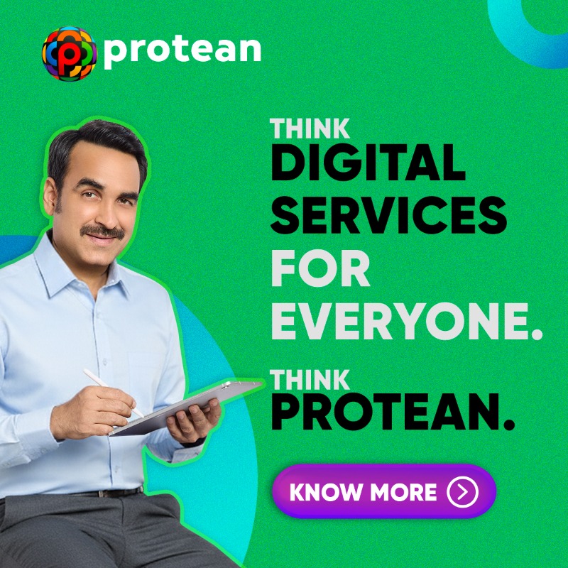 ProteanEgovTech's tweet photo. Protean builds Digital Public Infrastructure that enables the lives of every Indian and strengthens the vision of Digital India.