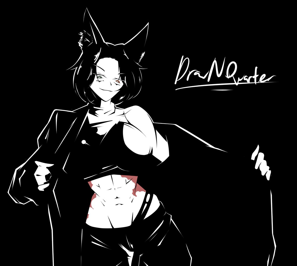 Tried making implied futa art in B&amp;W style of @/Lady_Qathrin 
#Qatalogue #QaughtIn4K