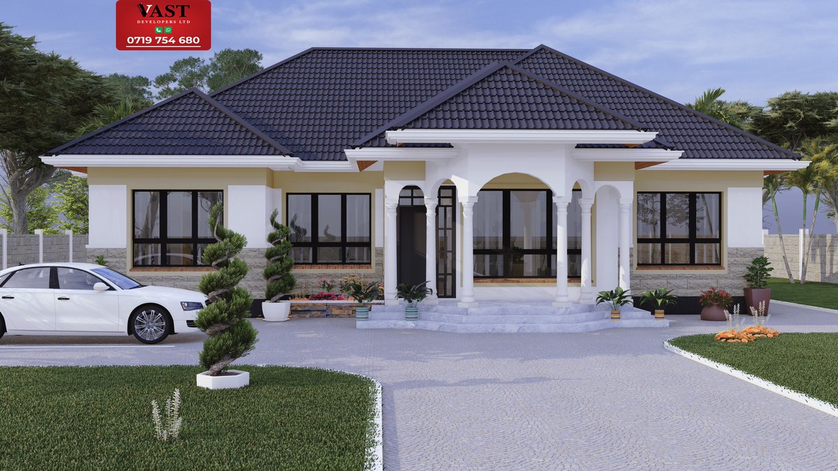 vastbuildersltd's tweet photo. DESIGN &amp; BUILD:  VAST Builders Ltd
A Beautiful 3-BedRoom Bungalow.
Build with us:
Get in touch: 📷 Call/WhatsApp: 0719 754680 https://t.co/zwjXxhu5qi
