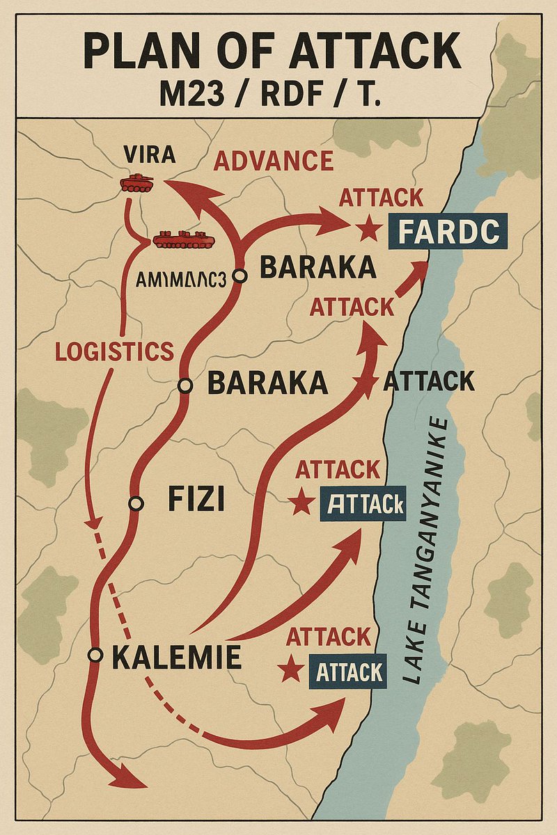 ALahatane's tweet photo. 🚨🇨🇩 Fuite des cartes de planification des envahisseurs #M23RDF  contre les positions #FARDC à #Makobola, #Baraka, #Fizi, #Swima et #Kalemie.
Cette carte illustre une stratégie d'encerclement et déploiement de la logistique  des envahisseurs.

Bako sila na embuscade ya #fardc https://t.co/AL3fsnw9AO