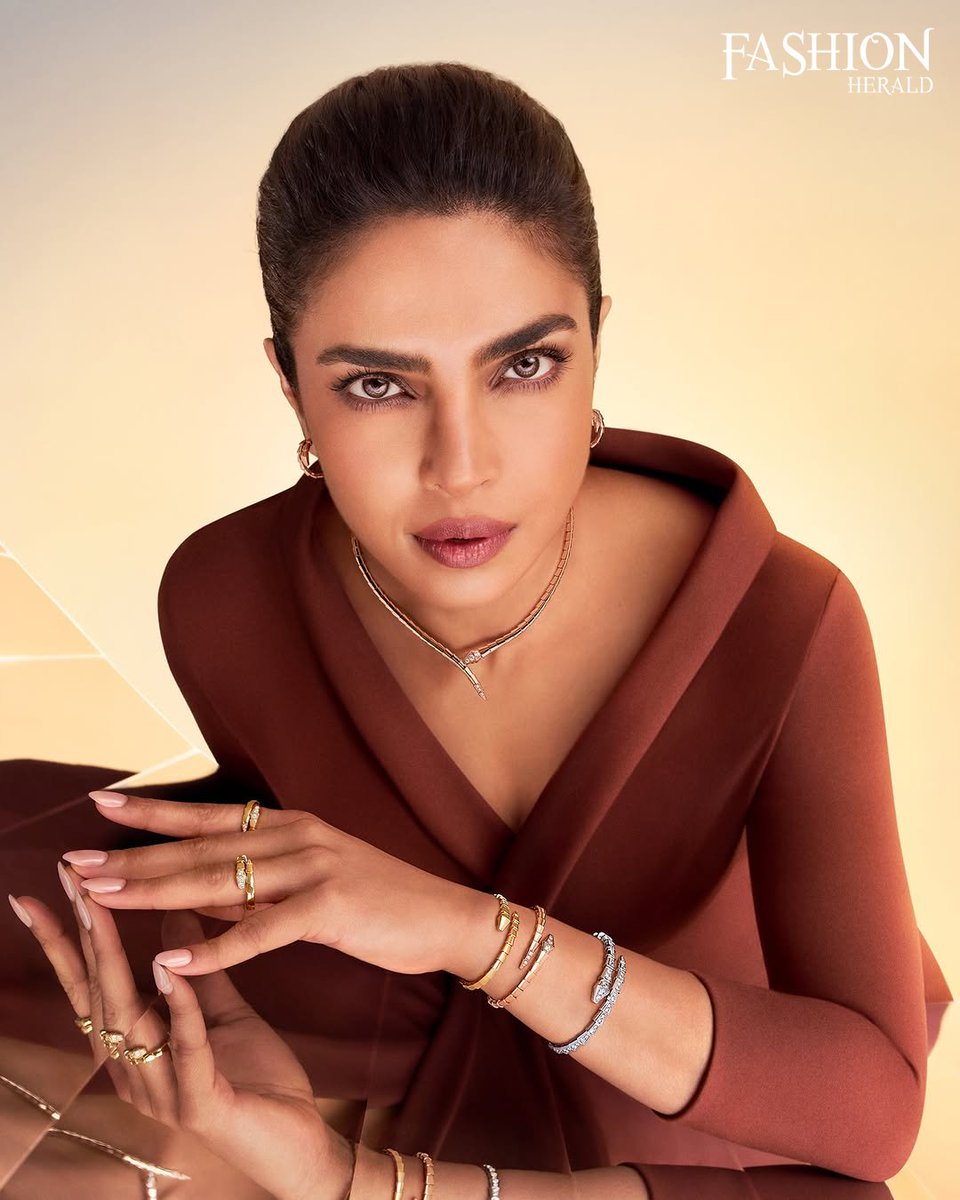 FashionHerald's tweet photo. Priyanka Chopra owning the Serpenti vibe as Bvlgari's Global Ambassador!  From Mumbai's Serpenti Infinito exhibition to high-jewelry slayage—pure elegance. Who's next in line? https://t.co/QuTmfMfja4